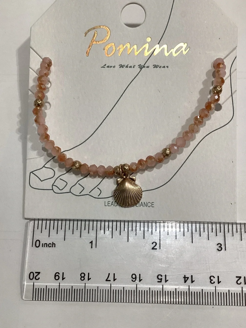 Pink Beaded Shell Charm anklet